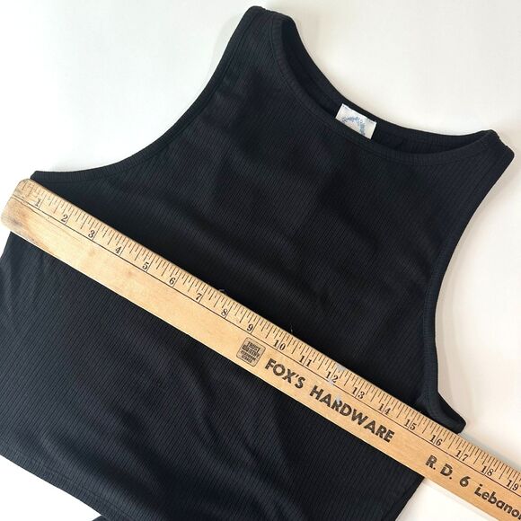 NWT Francesca's Blue Rain Aubree Rib-Knit Tie-Back Tank Top Black Size Medium M - Picture 7 of 8